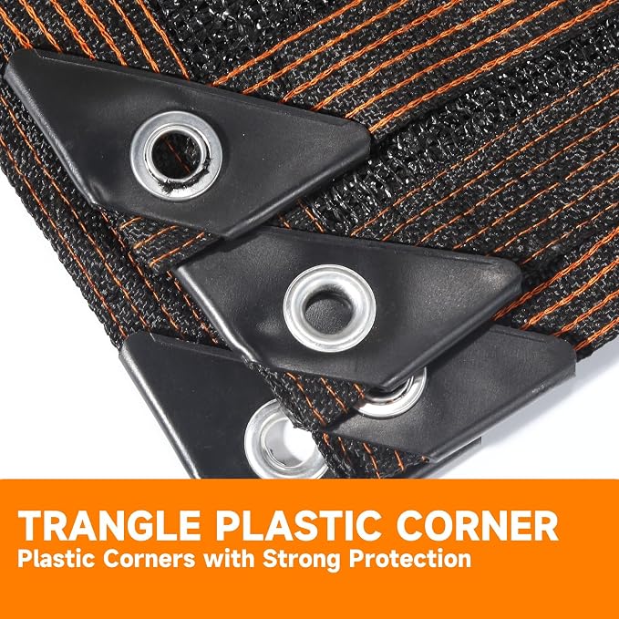 90% Shading Rate 12'x12' Black Shade Cloth, UV Resistant Durable Mesh Tarp - Image 2