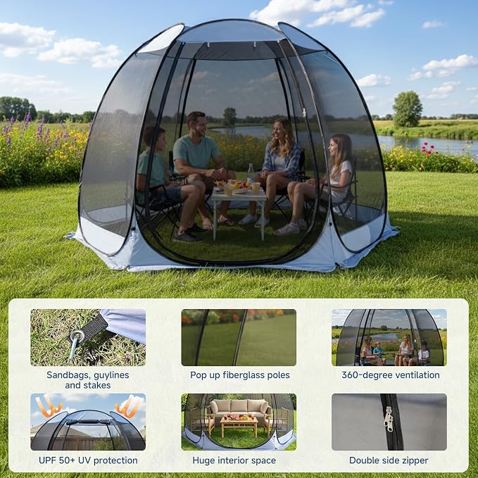 Alvantor Pop Up Screen House Tent, Instant Outdoor Gazebo - Image 5