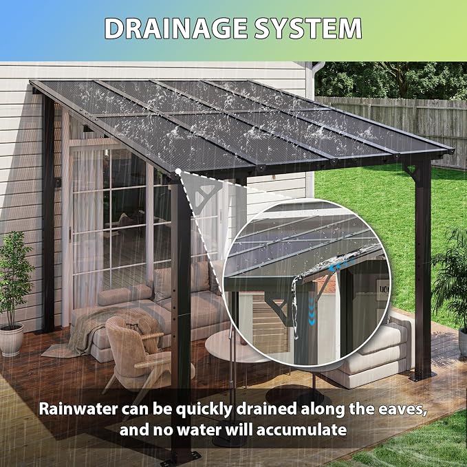 Aoxun 8’x10’ Gazebo with Aluminum Frame & Polycarbonate Panel, Outdoor Patio - Image 5
