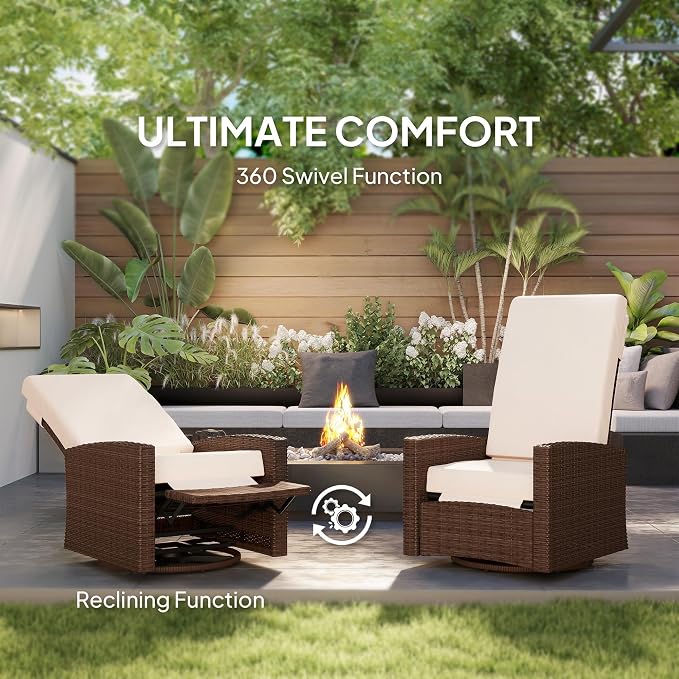 Outsunny Outdoor Wicker Swivel Recliner Chair, - Image 5