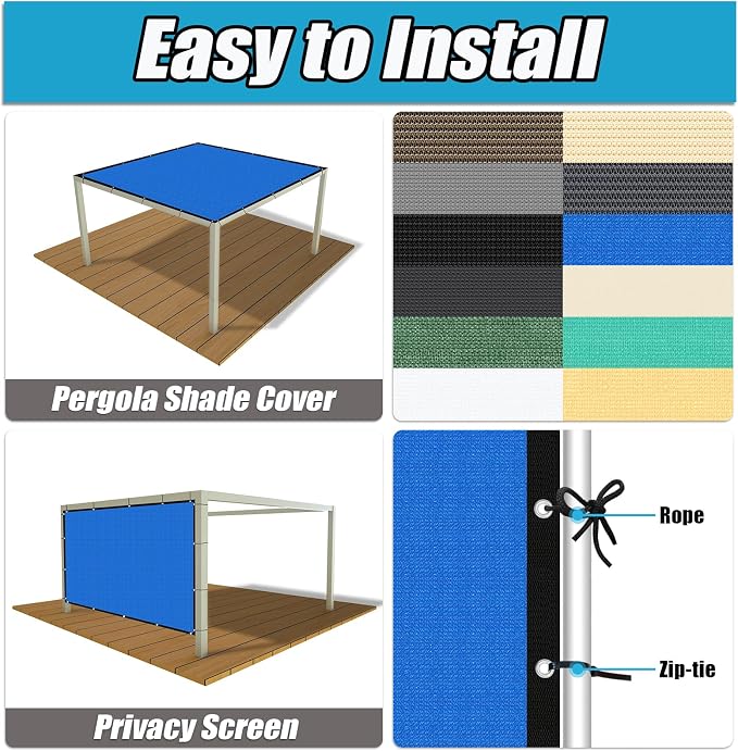 Amagenix 90% Pergola Shade Cover 10' X 24' Sun Shade Cloth - Image 4