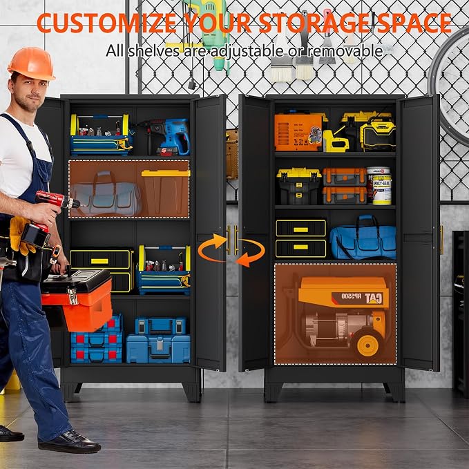 GAIOUS 61''Tall Metal Garage Storage Cabinet, File Cabinet - Image 3