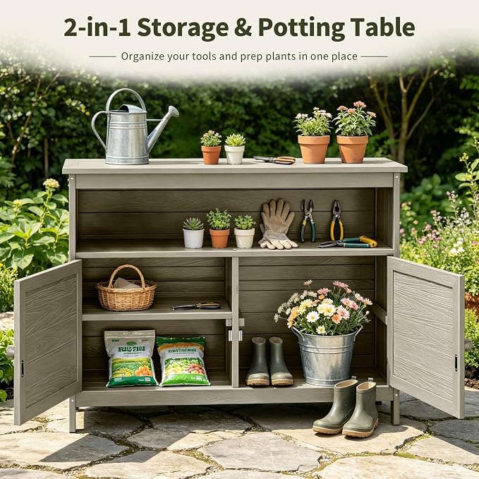 HIPS All-Weather Outdoor Storage Cabinet, Outdoor Sideboard - Image 6