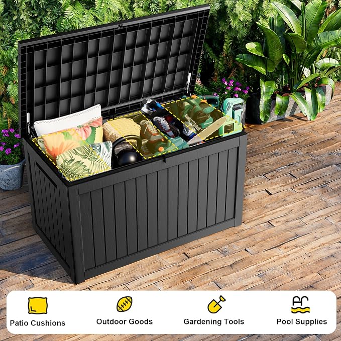 DRATO 280 Gallon Deck Boxes Outdoor Waterproof, Lockable Outdoor Storage Box - Image 4