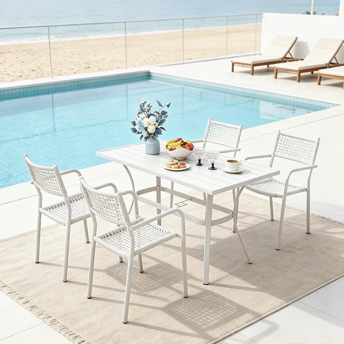 Patio Chairs Set of 4, Stackable Outdoor Dining Chairs - Image 9