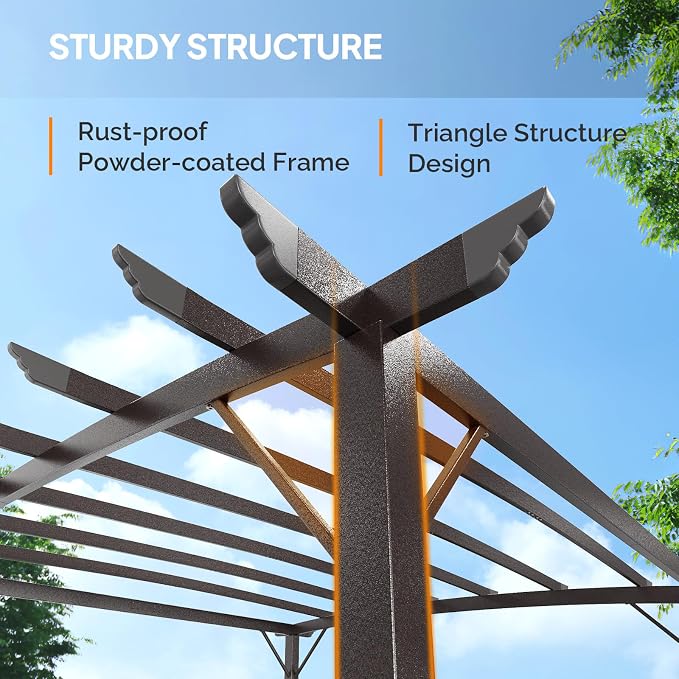VINGLI 9'x 12' Outdoor Retractable Pergola Canopy - Image 5