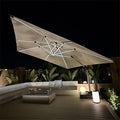 PURPLE LEAF Cantilever Umbrella 12'X12' Double Top Solar LED Light, Support to by PURPLELEAF