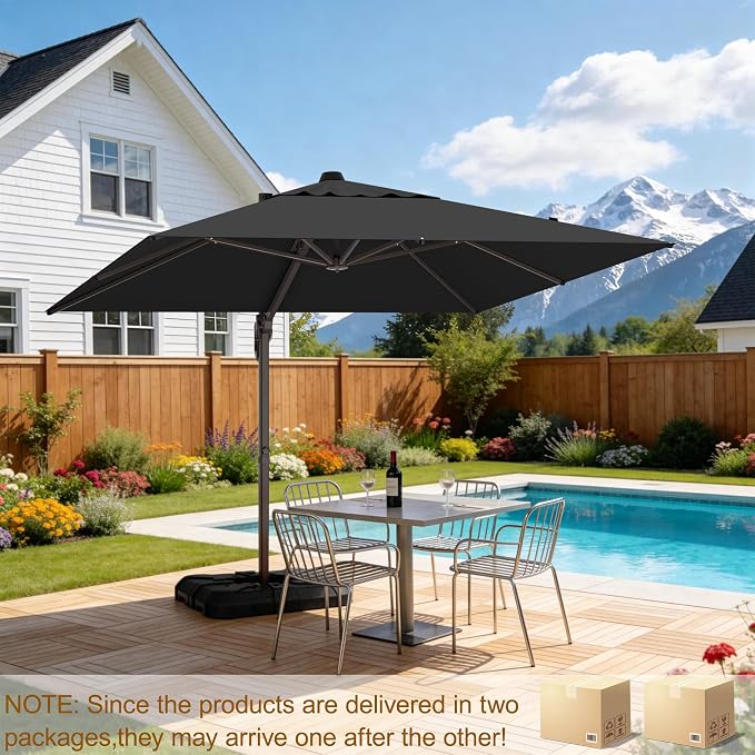 10' X 10' Patio Umbrella Cantilever Outdoor Rectangle Umbrella - Image 2