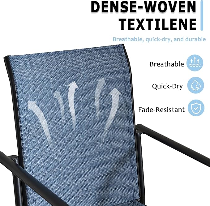 Stackable Patio Chairs Set of 6, Outdoor Dining Chairs - Image 4