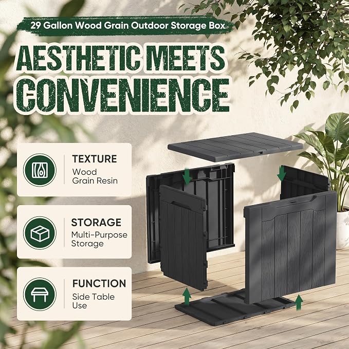 Devoko 29 Gallon Deck Box, Waterproof Resin Outdoor Storage Box | Lockable and - Image 7