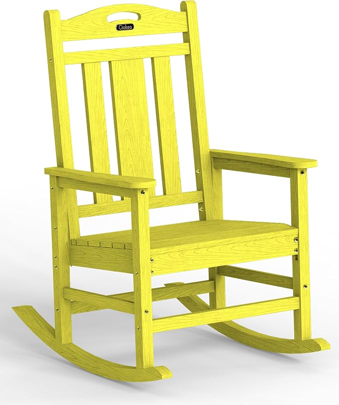 Oversized Outdoor Rocking Chair, 380lbs Heavy-Duty Large Patio Rocker, Weather by CIOKEA