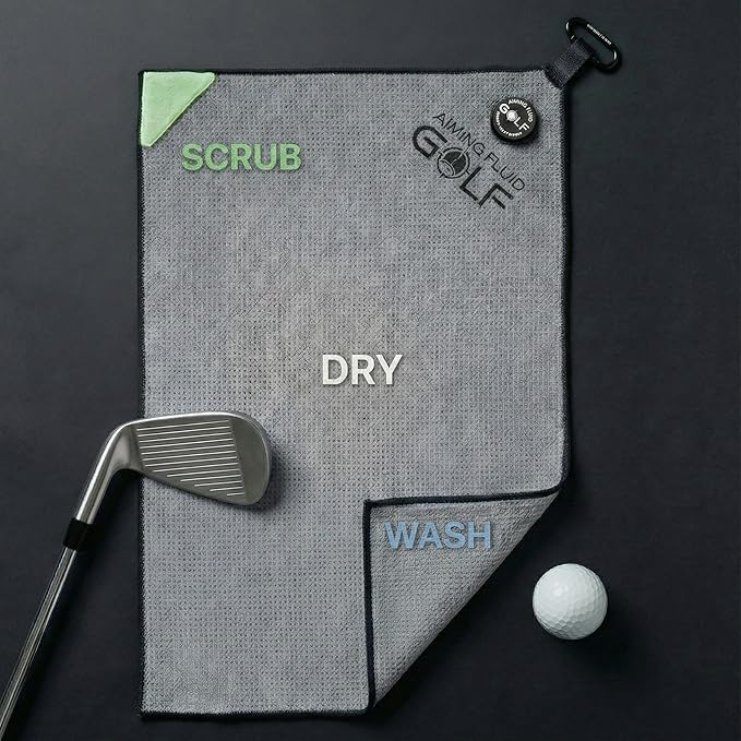 Multi-Function Magnetic Golf Towel I Wash Pocket I Magna-Anchor Technology I Waffle Pattern I Scrub Pad I (16" x 24" Blue Magnet) (Augusta, 16" x 24" Stubby)