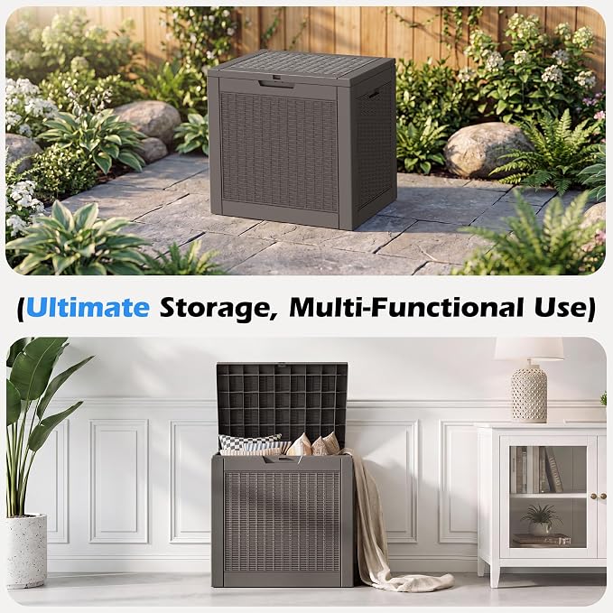 Outdoor Storage Box, 31 Gallon Resin Deck Boxes Outdoor Waterproof - Image 6