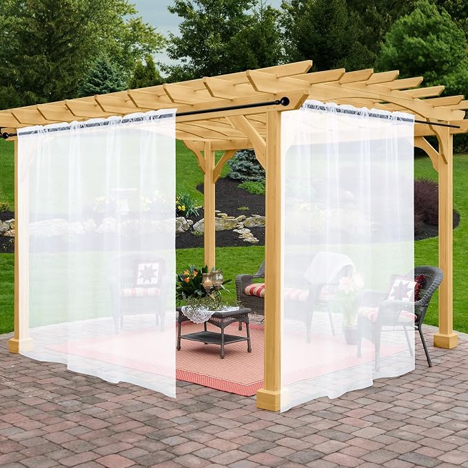 Outdoor Sheer Curtains for Patio Waterproof, 2 Panels Rod Pocket Indoor/Outdoor by Awnmeow