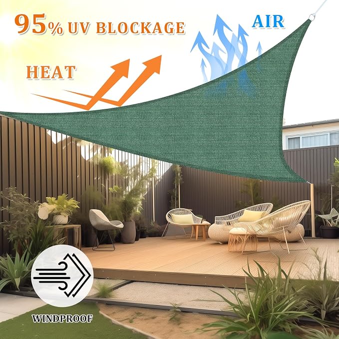 Shade&Beyond Custom Sun Shade Sail 10'x13'x16.4' Triangle Sun Sail Shades Patio - Image 2