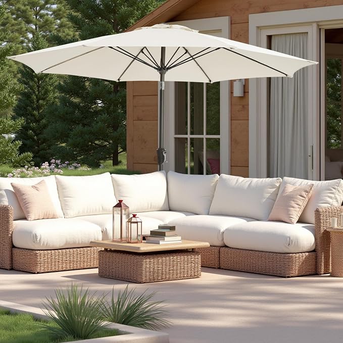 9 FT Patio Umbrella Outdoor patio deck umbrella White | Large UPF50+ - Image 5