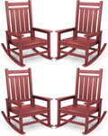 SERWALL Rocking Chair Set of 4, HDPE Rocker, Crimson Red | 21.1" Widened Seat by SERWALL