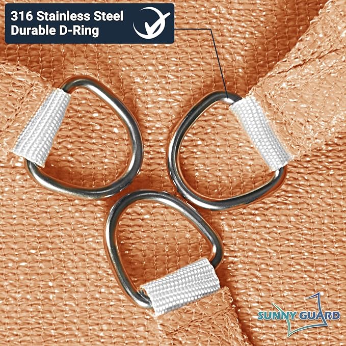 SUNNY GUARD Custom Size 8'x16' Peach Fuzz Sun Shade Sail Rectangle UV Block - Image 6