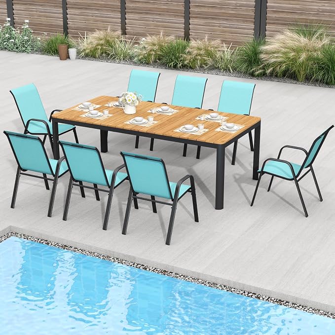 Patio Dining Chairs Set of 8 Outdoor Stackable Dining Chairs - Image 2