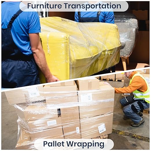 Adhes Recyclable Stretch Wrap Film with Handle, 15 Inch x 1000 Feet, Heavy Duty Plastic Pallet Wrap for Furniture Moving, Luggage Packing, Pallet Wrap, Eco-Friendly, Tear Resistant