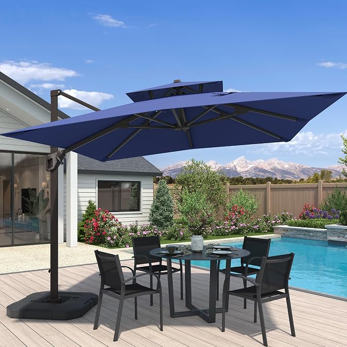10x10 FT Outdoor Cantilever Patio Umbrella, Waterproof & UV-Protective Fabric by Unknown