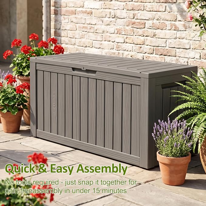 ROJIK 95 Gallon Outdoor Storage Box Waterproof, Weatherproof Deck Boxes Outdoor - Image 5