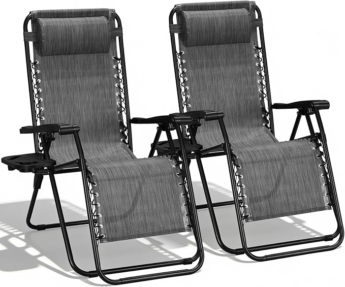 Oversized Zero Gravity Chair, Portable Outdoor Patio Lounge Recliner, Cup Holder by ALPEN