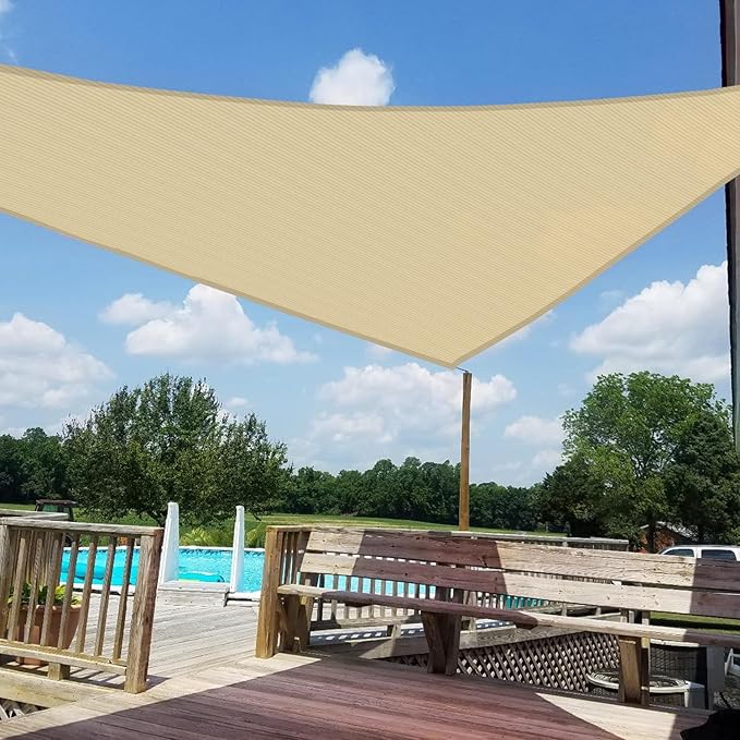 WINDSCREEN4LESS 11' x 11' x 11' Sun Shade Sail UV Block Fabric Canopy in Sand - Image 6