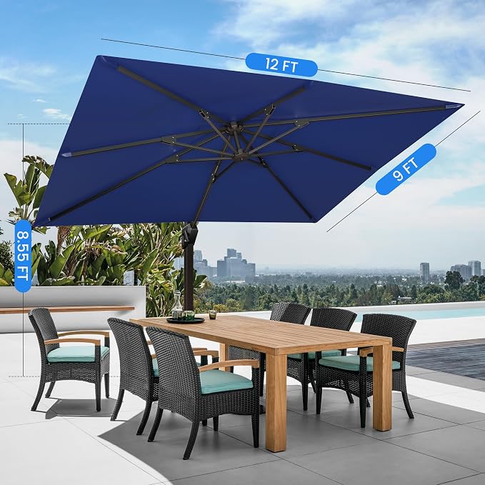 9' X 12' Cantilever Patio Outdoor Umbrella - Image 6