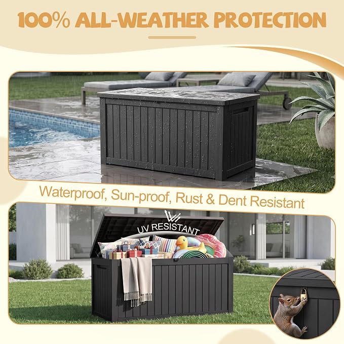 Outdoor Storage Box Waterproof, 360 Gal Gen 2 Resin Deck Box - Image 6