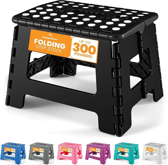 Utopia Home Folding Step Stool 9 Inch, built-in handle, and 300 lbs support by UTOPIAHOME