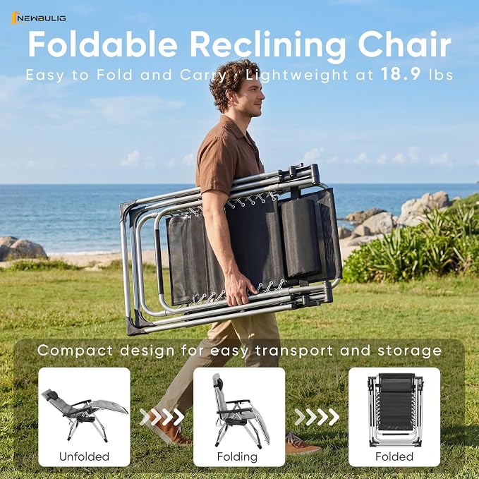 NEWBULIG Zero Gravity Chair, Folding Patio Recliner - Image 6