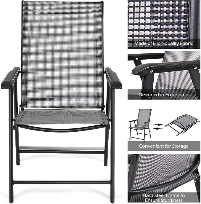 GIANTEX Set of 4 Folding Patio Chairs, Outdoor Portable Dining Chairs - Image 6