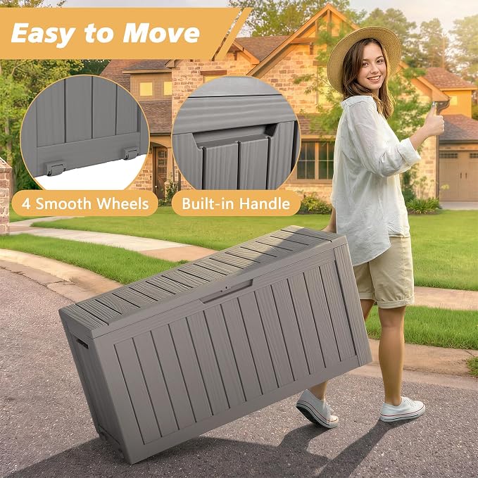 Fancyango 75 Gallon Outdoor Deck Box Waterproof, Large Storage Box - Image 4