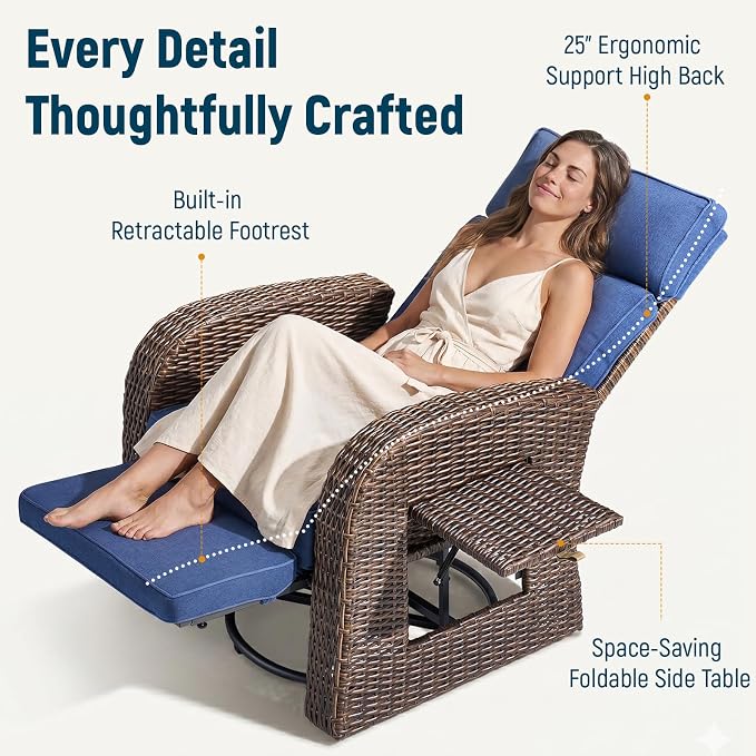 Luxury Patio Swivel Recliner Chair - Image 8