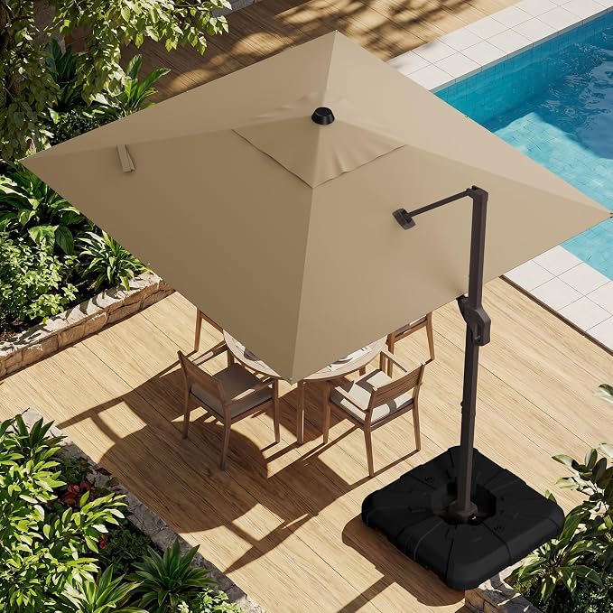 10x10FT Cantilever Outdoor Umbrella, 360° Rotating Large Offset Square Patio by ZLACUIU