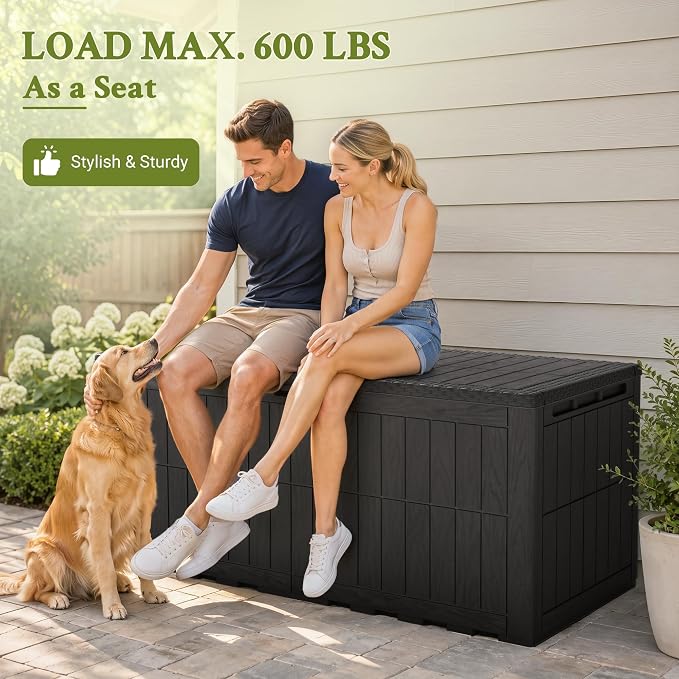 Flamaker 220 Gallon Large Outdoor Storage Box Waterproof, XL Resin Deck Box | - Image 2