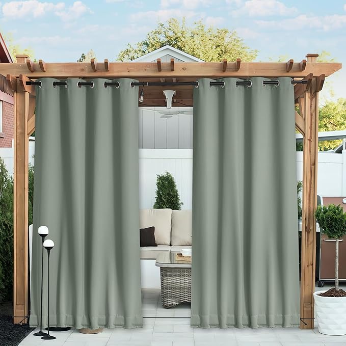 NICETOWN 2 Panels Outdoor Curtains Waterproof Extra Long W52xL108 Sage | by NICETOWN
