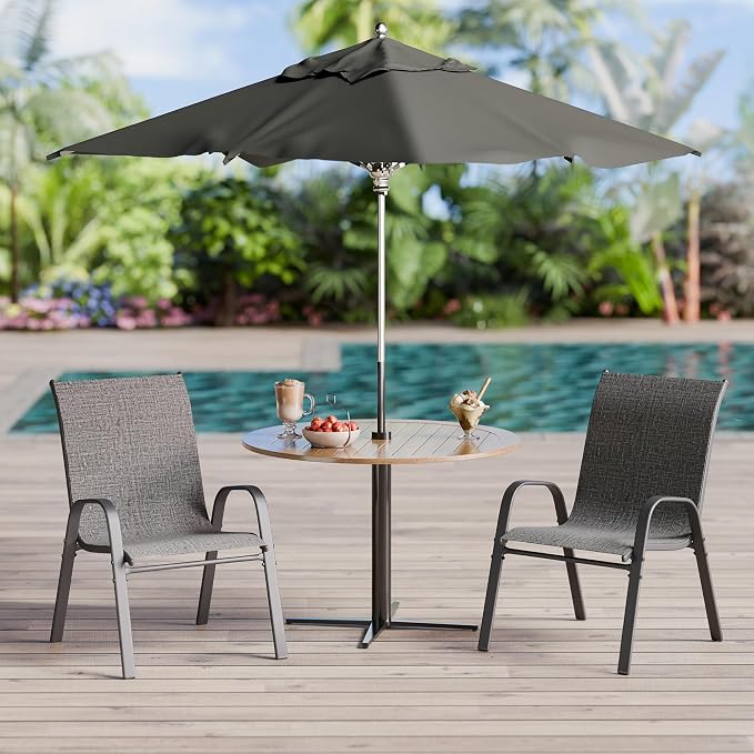 Patio Chairs Set of 2, Stackable Outdoor Dining Chairs Set by Betterhood