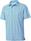Golf Shirts for Men Dry Fit Short Sleeve Print Performance Moisture Wicking Polo Shirt