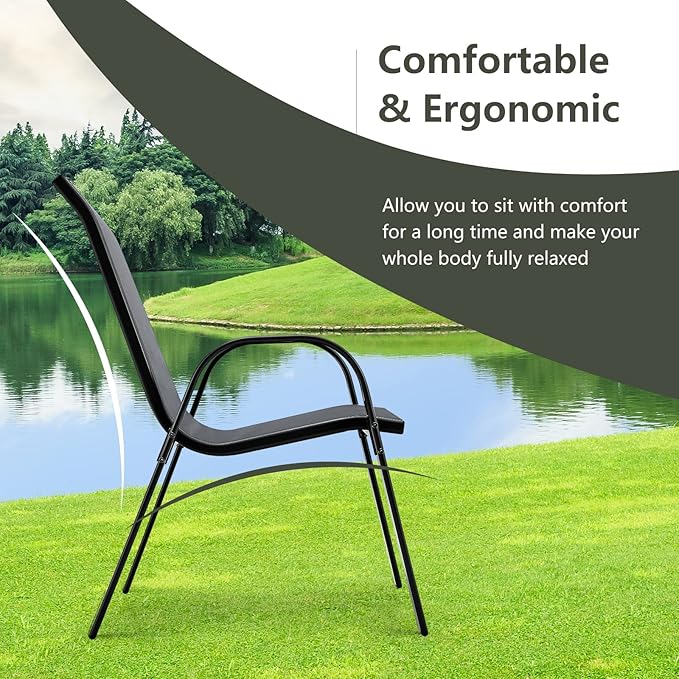 GIANTEX Patio Chairs Set of 2, Stackable Outdoor Dining Chairs - Image 7