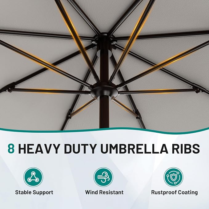 9 FT Patio Umbrella for Outdoor, Outdoor Table Umbrella - Image 3