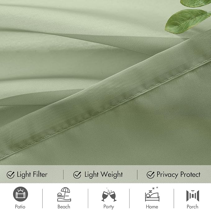 MIULEE Sage Green Waterproof Outdoor Sheer Curtains - Image 4
