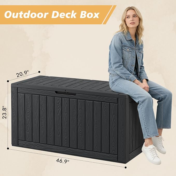 Fancyango 150 Gallon Outdoor Deck Box Waterproof, Large Storage Box - Image 2