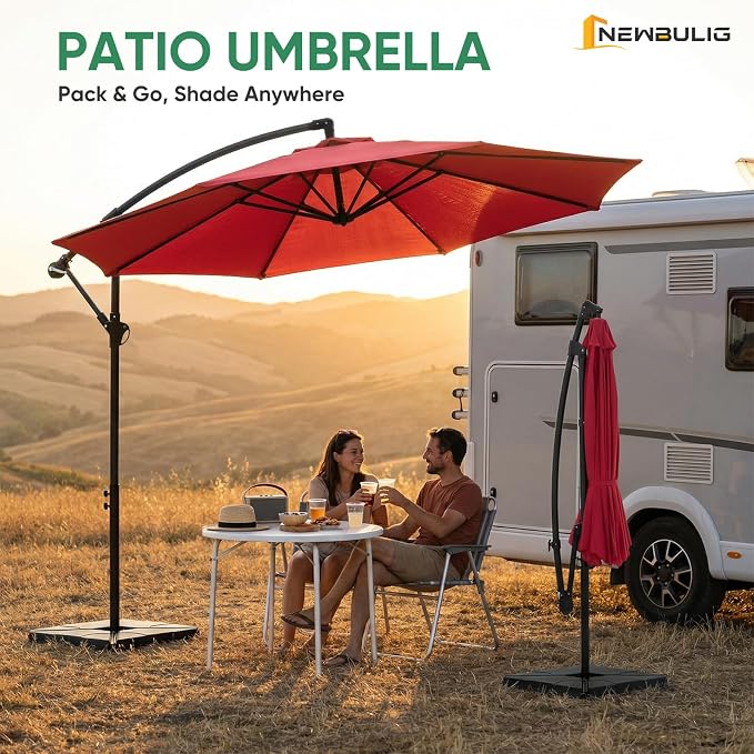 NEWBULIG 10FT Patio Umbrella, Cantilever Umbrella, UV Protection | Outdoor - Image 9