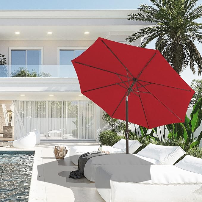 JEAREY 9FT Outdoor Patio Umbrella, Market Umbrella, Tilt & Crank UV Protection - Image 4