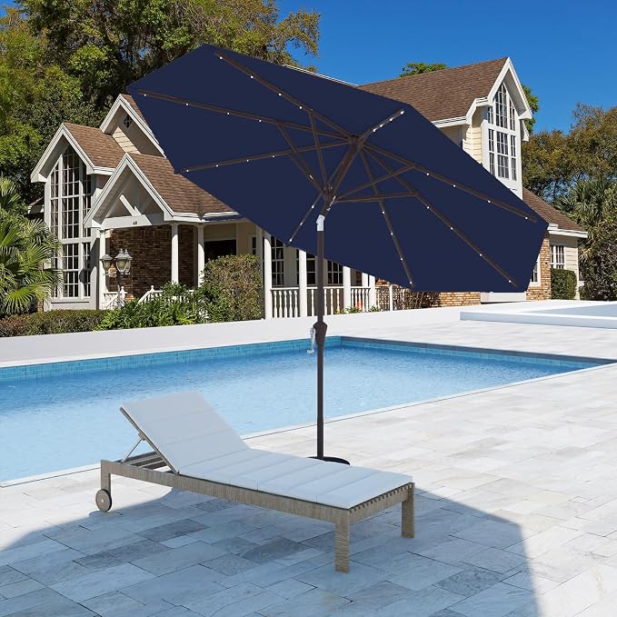 9FT Patio Umbrella with Solar Lights, Outdoor Market Umbrella with Tilt and - Image 7