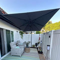 PURPLE LEAF Patio Cantilever Umbrell Left-right Tilting 10' X 6.5' Grey | by PURPLELEAF