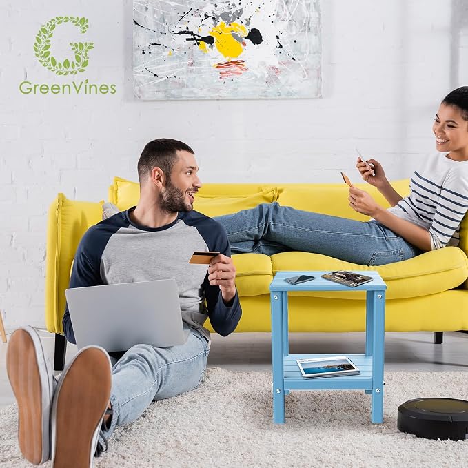 GREENVINES Outdoor Rocking Chairs Set, 2 Rockers w/ 1 Side Table, Arctic | - Image 8