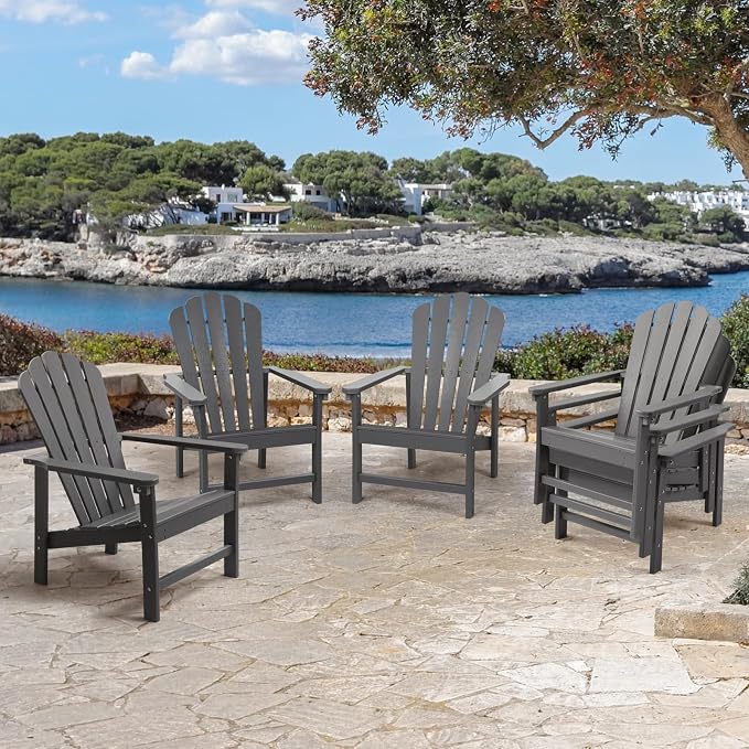 Oversized Stackable Adirondack Chair Set of 6, HDPE Fire Pit Chair | All-Weather - Image 2